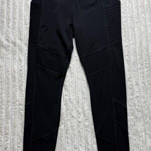 Athleta Women's Black Ankle Leggings High Rise Ribbed Solid Size Large